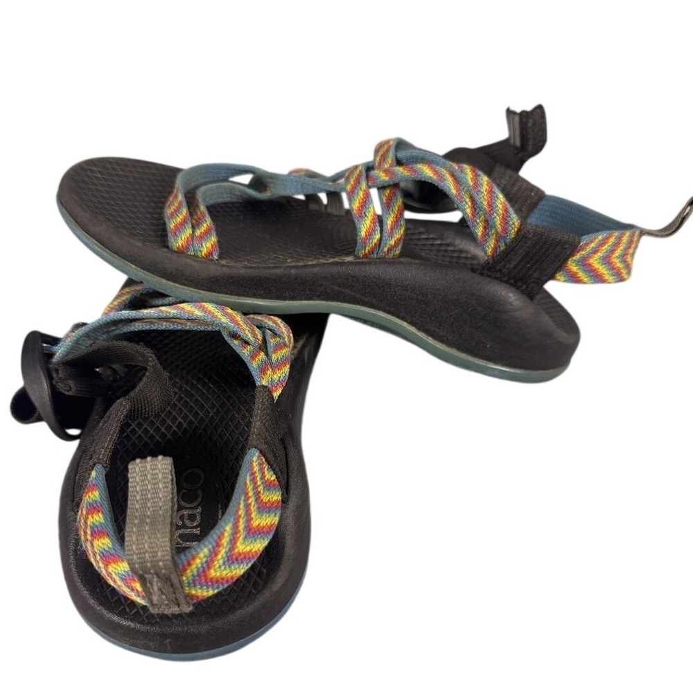 Chaco Sandals Kids 1 Black Multicolor Chevron Strappy Hiking Buckle Outdoor